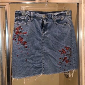 Floral blue jean skirt
